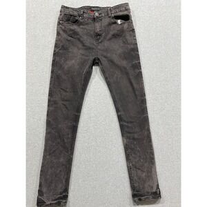 Encrypted Mens Jeans Skinny Denim Black Acid Wash Mid Rise 36x32